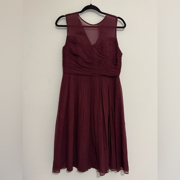 J. Crew Red Ruched Midi Dress V-Neck Sleeveless - Picture 1 of 13